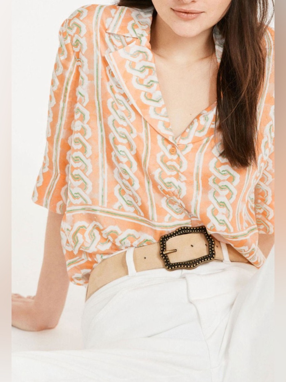 Claudie pierlot S button down Designer 100% silk new without tags smoke pet free